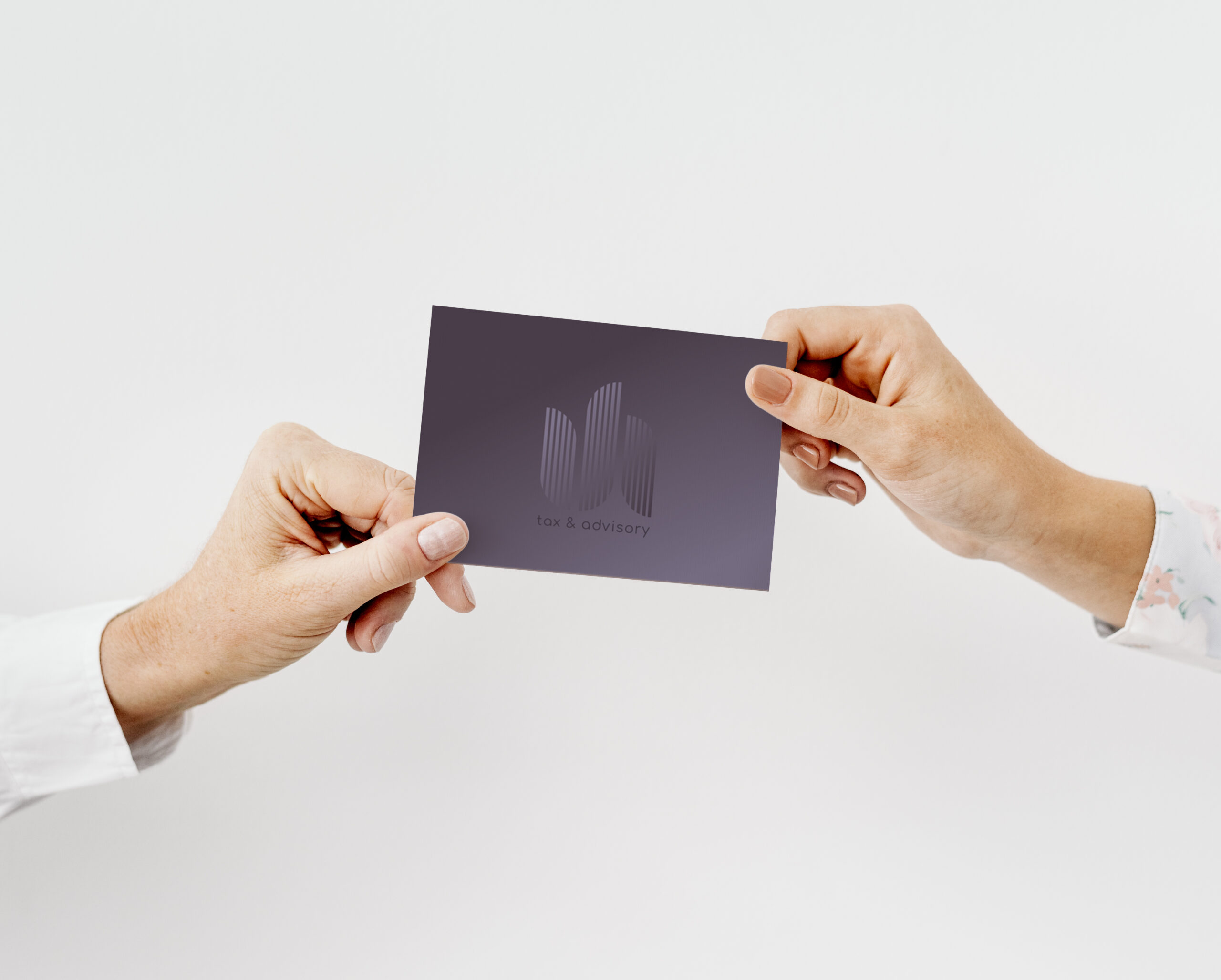 Hands holding a white card mockup